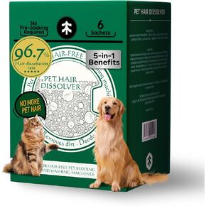 Pet Hair Remover for Laundry, 96.7% Dissolution Rate, Dog Hair Remover for Laundry, Pet Fur Remover for Dogs, Cats, No Pre-Soaking, Pack of 2 Boxes(12 Sachets), 3 Month Use, Front Load Only