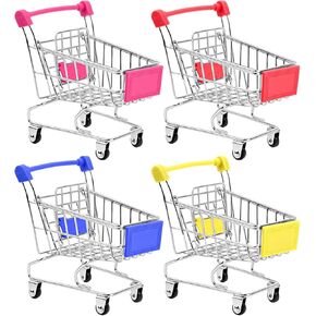 HNYYZL Shopping Cart for Kids,4PCS Mini Supermarket Handcart for Kids,Metal Shopping Cart Toy