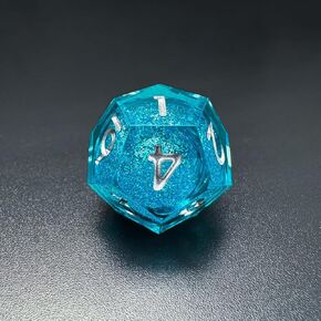 DND DICE Set Resin Liquid Quicks and Sharp Edge Polyhedral Dice Set Dungeons and Dragons DND RPG MTG set مع مربع الهدايا D20 D12 D10 D8 D6 D4 (الأزرق)