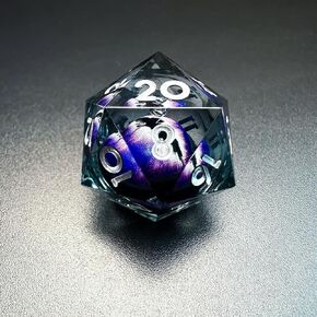 Dragon Eye Liquid Core DND Dice Set 7 Pieces Resin Sharp Edged Polyhedral Dice for Dungeons and Dragons RPG with Gift Box d&d dice and Premium Packaging (Blue White)