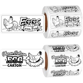 2 Rolls / 1000pcs Chicken Egg Carton Labels Stickers, 2.8x1.2 Inch Rectangular Please Return Egg Carton Sign Sticker Farm Fresh Eggs Carton Stamp Labels for Box Basket Container Farm Supplies