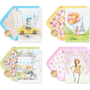 Papyrus Deluxe Boxed Birthday Card Assortment, Bright Birthday (4-Count)