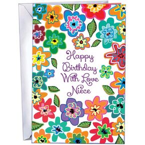 Chuck's Card-O-Rama Niece Birthday Card - Made in America - Envelope Included - 5" x 7.75" - Packaged in Extra Sturdy Mailer - With Love Niece
