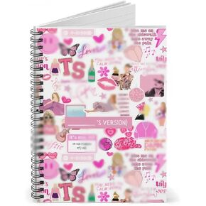 Music Singer Fans A5 Notebooks, Spiral Notebook College Ruled A5, 160 Pages Thick Paper Wire Bound Notebooks for Note Taking School Office Supplies,Pink