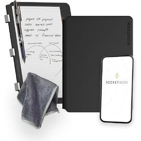 New Rocketbook Pro 2.0 Smart Notebook | Black | Scannable Office Notebook with 20 Sheet Page Pack - Lined and Dot Grid | Hardcover Vegan Leather Reusable with 1 Pilot Frixion Pen & 1 Microfiber Cloth | Letter Size: 8.5 in x 11 in