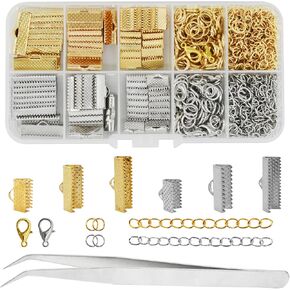 BDS-HOME Ribbon Bracelet Kit Include Ribbon Ends Crimps Open Jump Rings Lobster Clasps and Chain Extenders, Bookmark Pinch Necklace Bracelet Jewelry Making, Choker DIY Design