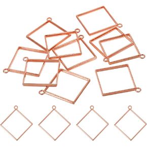 PATIKIL Alloy Open Back Bezel Pendants, Square Hollow Resin Pendant Frame for DIY Craft Earrings Necklace Bracelet