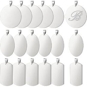 PH Pandahall 201 سحر الفولاذ المقاوم للصدأ 18pcs 3 Style Stamping Tag Pendants ختم العلامات الفارغة سحر المجوهرات المعدنية مسطحة لسوار سوار قلادة مفتاحية المجوهر