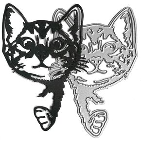 Silver Realistic Cat Cutting Dies Metal Cutting Dies Embossing Stencil for Scrapbooking, Cards, Card Making Scrapbooking Cutting Dies DIY Card Making Scrapbooking and Stamping Accessories