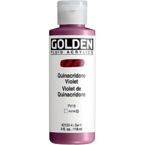 Fluid Acrylics by GOLDEN, Quinacridone Violet, 4 fl. oz. Bottle, Professional Acrylic Paint, Transparent
