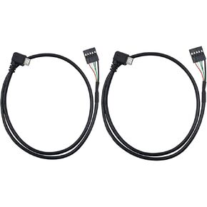USB Header to Mini USB Dupont Cable, 90 Degree Left Angle Mini USB Male to 5 Pin Motherboard Female Adapter Dupont Extended Cable (2 Pack) 50CM/1.64FT