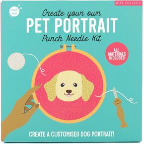 Gift Republic Pet Portrait Punch Needle Kit – Custom DIY Dog Portrait Craft Set – Includes Wool, Embroidery Ring, Punch Needle, Fabric & Instructions – Ideal Craft Gift for Pet Lovers