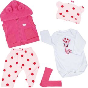 Reborn Baby Doll Clothes 17-20 Inches Baby Girl Doll Clothing Outfit Accessories 5 Pices Sets