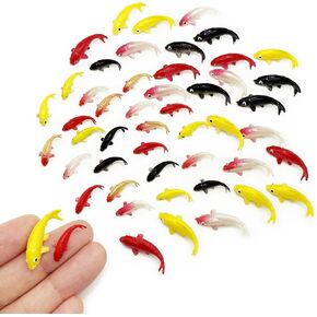 50PCS Miniature Koi Fish Tiny Goldfish Figurines for Mini Dollhouse Fairy Garden Micro Landscape Decoration