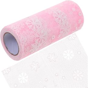 Tofficu 10 Yards Aristrics Snowflake Fabron ، Tulle Ribbon لللف ، الزخارف ، Tulle Tulle لزخارف الحفلات الشتوية لف DIY خياطة حرفة