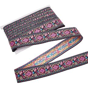 MAYJOYDIY 10 Yard Ethnic Style Ribbon Trim 1.6 Inch Wide Vintage Jacquard Ribbon Embroidered Woven Ribbon Boho Persian Trim for Clothing Bag Decoration Crafting Home Decor DIY Sewing