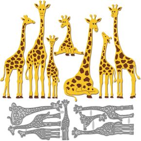 MAYJOYDIY 7 Style Funny Giraffe Metal Die Cutting Zoo Animal Giraffe Embossing Cutting Dies Cute Animal Pattern Carbon Steel Die Cuts for Scrapbooking Party Photo Album DIY Paper Card Crafts