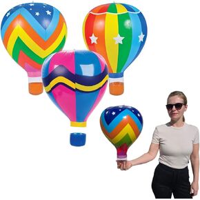 Hot Air Balloons (18") 3 Styles Multicolor Inflatable Balloons, Great Kids Party Favor, Fun Colors, Theme Party, Gift (3 Designs, 3 Pack)