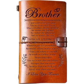 Hiipeenow Birthday Gifts for Brother from Sister, to My Brother Leather Travel Journal 140 Pages Presents, Graduation Christmas Wedding Day Fathers Day Valentines Day Gifts for Brother