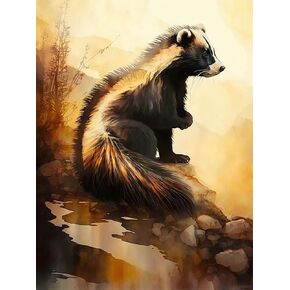 YEEIFFD Diamond Painting Kits for Adults, Skunk 5D DIY Diamond Art Kits Full Drill Diamond for Gift Wall Decor Gem Arts Funny Animal 12x16 inch