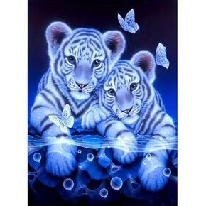 JFYHAB 5D Tiger Diamond Painting Kits for Adults,Diamond Art Cute Animal Tiger Art Kits for Adult,DIY Full Round Drill Diamond Dots with Gem Arts for Home Wall Decor and Adults Gift 12 X 16 inch