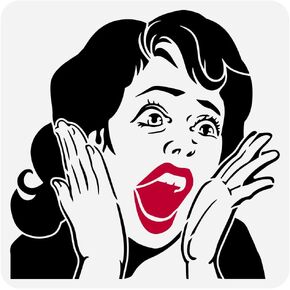 FINGERINSPIRE Shouting Woman Painting Stencil 11.8x11.8 inch Large Woman Shouting Stencil for Painting Reusable Screaming Woman Drawing Template Human Stencil Banksy Theme Template for Home Decor