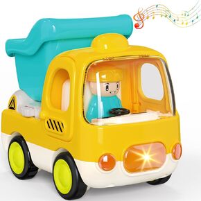 Yerloa Kids Dump Truck Toy Cars for Toddlers 1-3 Birthday Gifts for 1 2 3 4 Year Old Boy w/Music & Lights Outdoor Toys Push Go Construction Vehicle Outside Baby Sand Beach Trucks for Toddler 2-4 Years