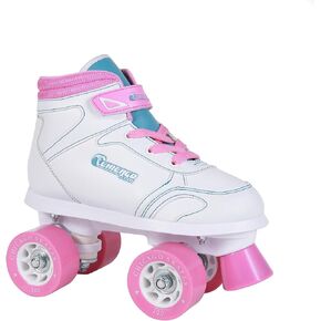 Chicago Girls Sidewalk Roller Skate - White Youth Quad Skates, High-Top Roller Skates for Kids, Beginner-Friendly with Durable Polyurethane Wheels, Indoor & Outdoor Roller Skating Size 1