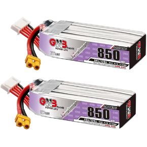 GAONENG 2pcs GNB 4S 850mAh 15.2V HV 60C 120C LiPo Battery Long Range XT30 Long Type for Beta75X Cine Whoop Mini Drone Quads Helicopter
