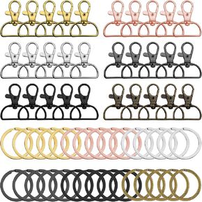 60pcs حلقة دوارة حلقة D حلقة ، مشابك دوارة معدنية الحبل الشحول خطافين جراد البحر المقطع مفتاح سلسلة خطاف الشحوب جراد البحر مع حلقات المفاتيح لحبل مفاتيح حبل سلسلة المفاتيح ، مجوهرات ، صياغة محفظة (6 ألوان)