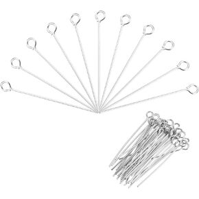 MECCANIXITY 100pcs Stainless Steel Eye Pins 0.6mm/24 Gauge 18mm Earring Flat Headpins for Jewelry Making Supplies Jewelry Findings, DIY Craft, Necklace, Silver