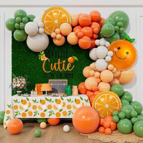 Little Cutie Baby Shower Balloon Arch Garland Kit 137pcs for Orange Citrus Theme Baby Shower Love is Sweet Bridal Shower Kids Cutie Birthday Gender Reveal Party Decoration (Orange)