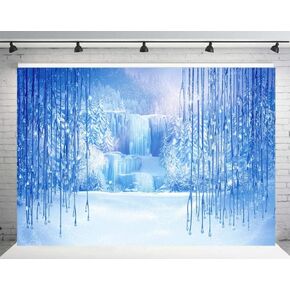 RUINI Winter Backdrop Ice and Snow White World Photo Backdrop Christmas Winter Frozen Snow Ice Crystal Pendant World Backdrops 7x5FT