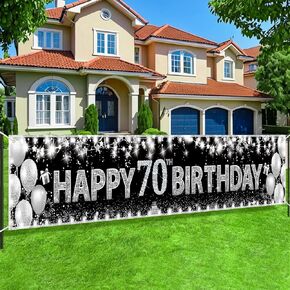 Rose Gold 40th Birthday Decorations, 118 Inch Happy 40th Birthday Banner Birthday Backdrop, 40th Birthday Party Decorations Yard Sign with 20 Feet Rope, Birthday Party Supplies Indoor Outdoor Decor