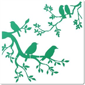 GORGECRAFT 11.8" Large Bird on Tree Drawing Art Stencil Plastic Reusable Birds Branches Template Sets Reusable Template for Wall Wood Tile Floor Furniture Fabric Painting