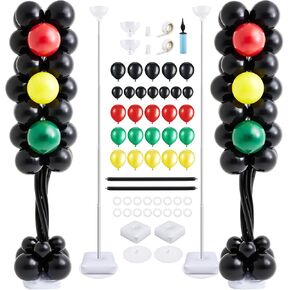 Gejoy 2 Sets Traffic Light Balloons Column Stand Kit for Race Car Party Decoration 6.5 ft Adjustable Metal Tube with 160 Traffic Light Theme Latex Balloons for Traffic Light Transportation