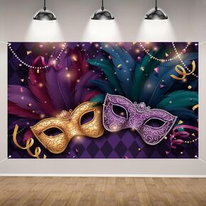 Mardi Gras Backdrop for Photography New Orleans Brazi Carnival Banner Fat Tuesday Masquerade Party Mardi Gras Decorations and Supplies for Home Party