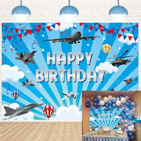 Airplane Backdrop Backdrop Airplane زخارف عيد ميلاد سعيد خلفية للأطفال Flies Flies Flying Flying Athlet Birth Banner Party Supplies (7 × 5 قدم)