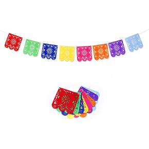 Mexican Hair Felt Picado Banner,Mexican Party Fiesta Hair Felt Banners,Dia De Los Muertos Decorations Party Supplies (Mexican Banner Felt)
