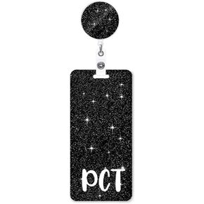 PCT Badge Buddy and Badge Reel Set Nurse PCT Badge Card Pink Vertical Nursing Badge Buddies Badge Reels Retractable for Nurses Student Medical Badge Cards Holder ID Name Office Accessories A1