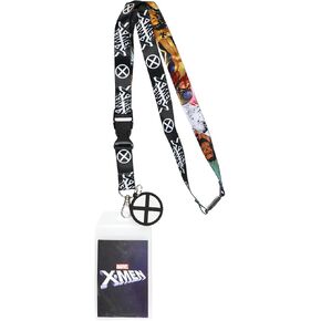 Marvel X-Men Character Logo Design Reversible ID Badge Lanyard with 2" Rubber Charm and Lobster Clasp Key Holder