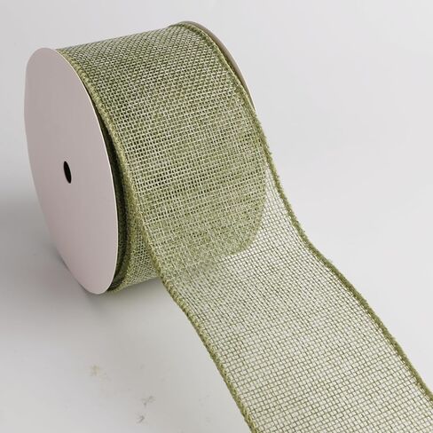 Buffalo Plaid Burlap Wired Ribbon ، Tartan Check ، Style Farmhouse ، لتغليف الهدايا ، عيد الميلاد ، زينة الزفاف (Sage Green/Solid/Check ، 2.5 بوصة) in Kuwait