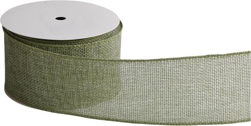 Buffalo Plaid Burlap Wired Ribbon ، Tartan Check ، Style Farmhouse ، لتغليف الهدايا ، عيد الميلاد ، زينة الزفاف (Sage Green/Solid/Check ، 2.5 بوصة) in Kuwait
