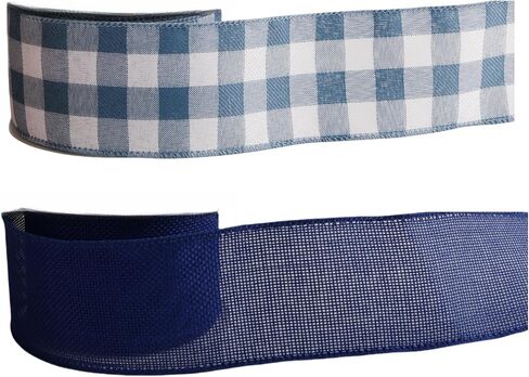 Buffalo Plaid Burlap Wired Ribbon ، Tartan Check ، Style Farmhouse ، لتغليف الهدايا ، عيد الميلاد ، زينة الزفاف (Sage Green/Solid/Check ، 2.5 بوصة) in Kuwait