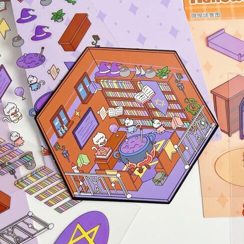 2Pack Large 3D Sticker Scene 3D House Stickers with Tweezers Suitable for Adults and Children to Relieve Stress，Creative and Cute Supermarket Stickers Valentine's Day Gift in Saudi Arabia