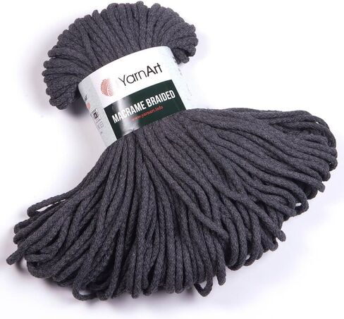 YarnArt Macrame Braided 5MM - YarnArt Macrame Braided Pastel and Vivid Colors 5MM Soft Cotton Content to Design Wall Hangings, Table Runners, Cushion Covers, Rugs and Accessories (758) in Saudi Arabia