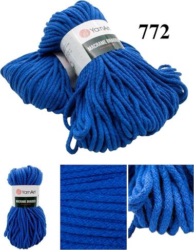 YarnArt Macrame Braided 5MM - YarnArt Macrame Braided Pastel and Vivid Colors 5MM Soft Cotton Content to Design Wall Hangings, Table Runners, Cushion Covers, Rugs and Accessories (758) in Saudi Arabia