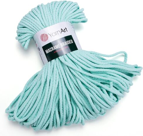YarnArt Macrame Braided 5MM - YarnArt Macrame Braided Pastel and Vivid Colors 5MM Soft Cotton Content to Design Wall Hangings, Table Runners, Cushion Covers, Rugs and Accessories (758) in Saudi Arabia