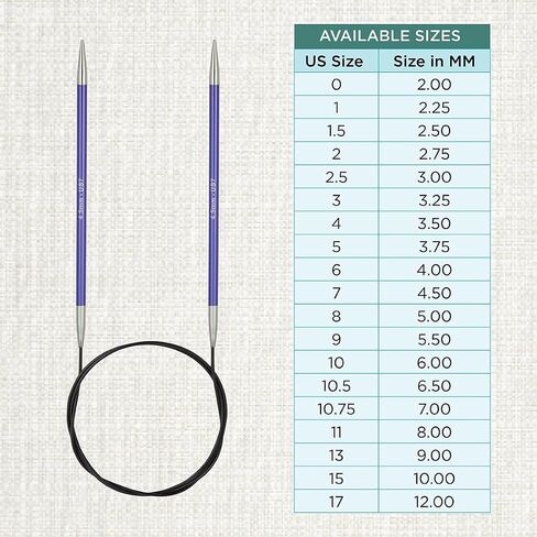 knitpro Zing الإبر الدائرية الثابتة 32 "(80 سم) | الولايات المتحدة الحجم 7 (4.5 مم) in Kuwait