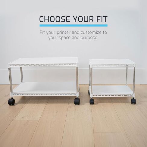 ZBRANDS Printer Stand, Mini, White, 15" x 10.6", Portable Electronic Device Stand for Small Spaces, 40lbs Capacity, Rolling Cart with Wheels, Home Printer Stand, Copier Stand in Saudi Arabia
